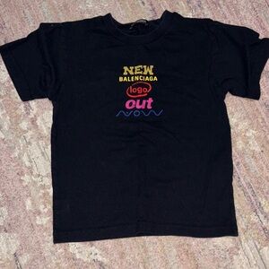 Balenciaga Kids Black Tee with Vibrant Logo